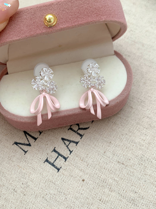 Bridal Bouquet | Floral Ribbon Clip-on Earrings